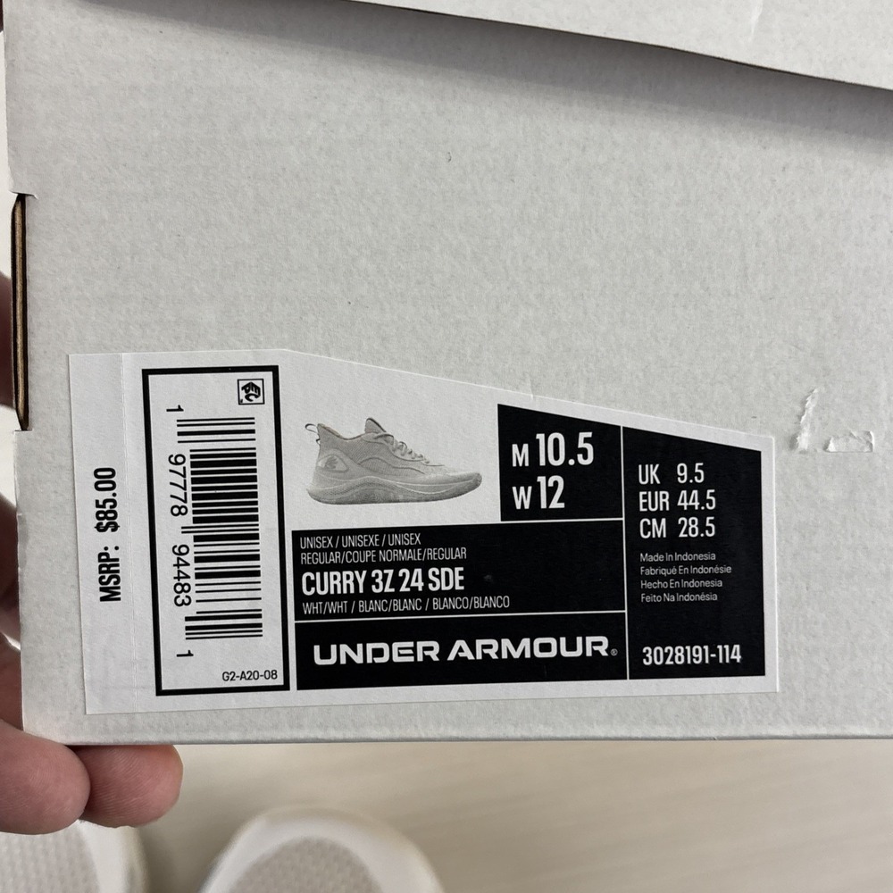 Under Armour Mens Sz 10.5 White Curry 3Z 24 SDE Basketball Shoe 3028191-114 NEW - Picture 8 of 8